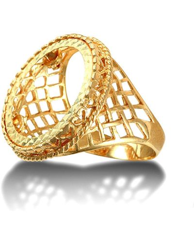 Jewelco London 9ct Gold Rope Edge Basket Full Sovereign Mount Ring - Jrn169-f - Metallic
