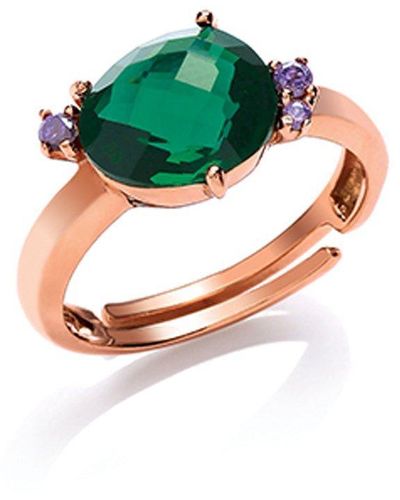 Jewelco London Rose Silver Green Irregular-shape Cz Nugget Ring - Gvr681