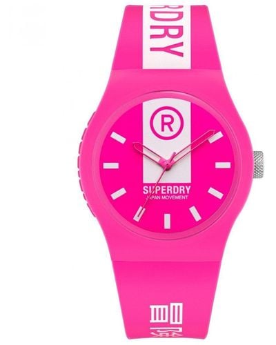 Superdry Urban Brand Block Plastic/resin Fashion Analogue Watch - Syl348p - Pink