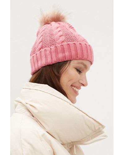 Dorothy Perkins Rose Cable Knit Pom Hat - Pink
