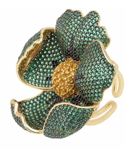 LÁTELITA London Poppy Flower Green Ring Gold