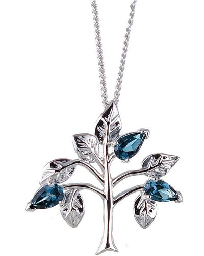 Ojewellery London Topaz Tree Of Life Pendant Necklace - Metallic