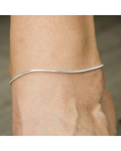 The Colourful Aura Pure Silver Slim Minimalistic Snake Chain Indie Boho Silver Indian Payal Anklet - Natural