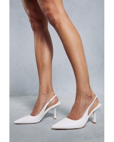 MissPap Leather Look Sling Back Heels - White