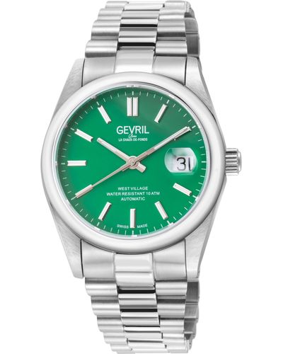 Gevril West Village 48934b Swiss Automatic Sellita Sw200 Watch - Green