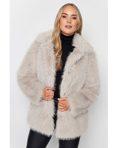 Long Tall Sally Tall Faux Fur Coat - Grey