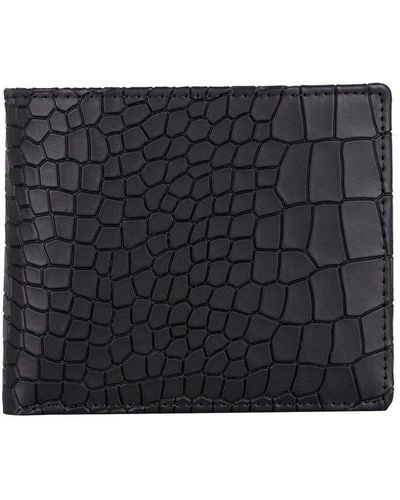 Smith & Canova Croc Effect Leather Wallet - Black