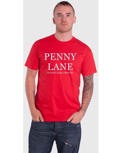 Beatles Penny Lane Text T Shirt - Red