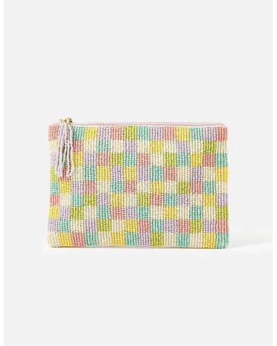 Accessorize Beaded Gingham Pouch - Multicolour