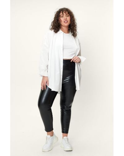 Nasty Gal Plus Size High Waisted Faux Leather Leggings - Natural
