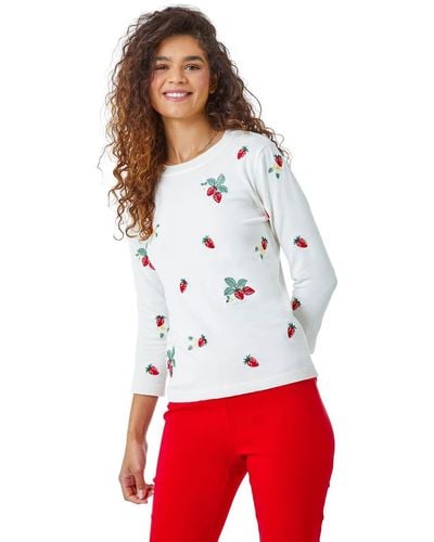 Roman Strawberry Embroidered Jumper