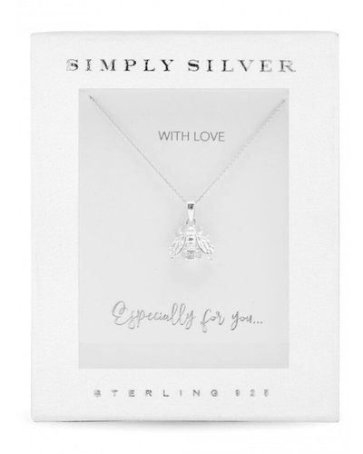 Simply Silver Gift Packaged Sterling Silver Bee Jewellery Set - White