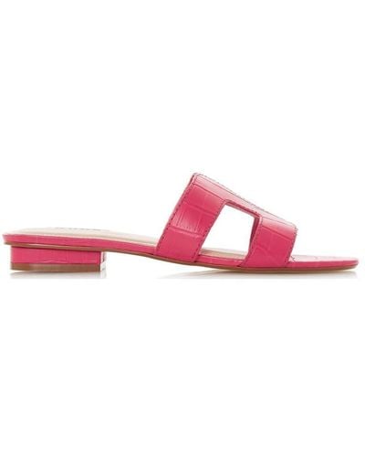 Dune 'loupe' Leather Sliders - Pink