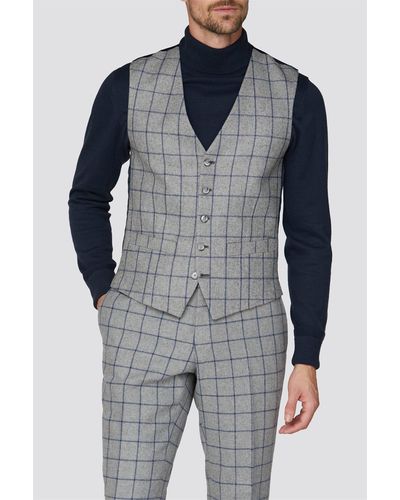 Racing Green Windowpane Heritage Tweed Waistcoat - Blue