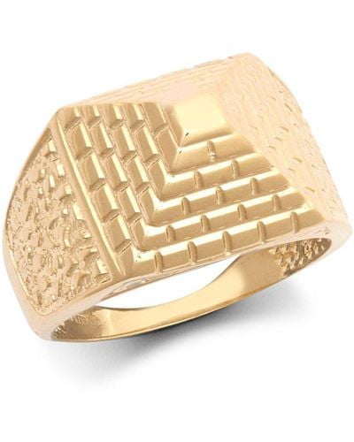 Jewelco London 9ct Gold Egyptian Pyramid 10mm Signet Baby Pinky Ring - Jbr035 - Metallic