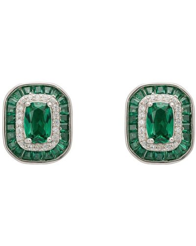 LÁTELITA London Great Gatsby Stud Earrings Emerald Silver - Green