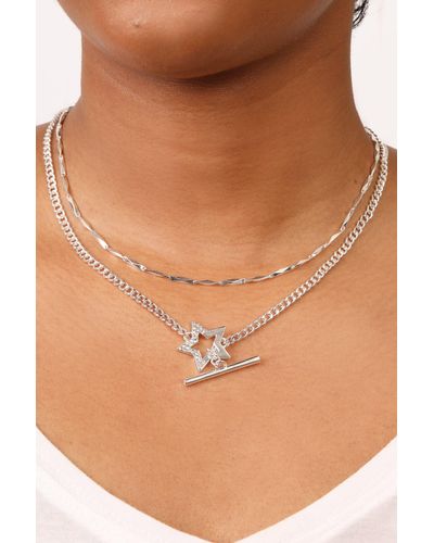 Caramel Jewellery London Silver 'super Star' Pavé Layered Necklace - Blue