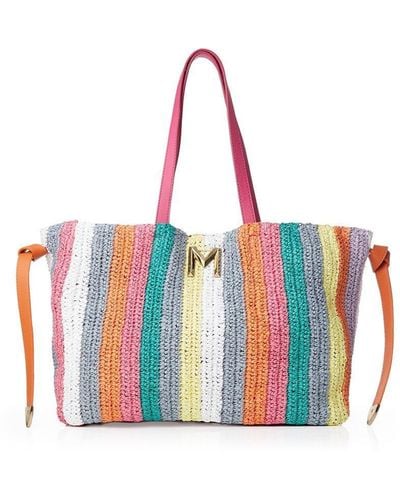 Moda In Pelle 'carlo Bag' Raffia Shoulder Bag - Multicolour