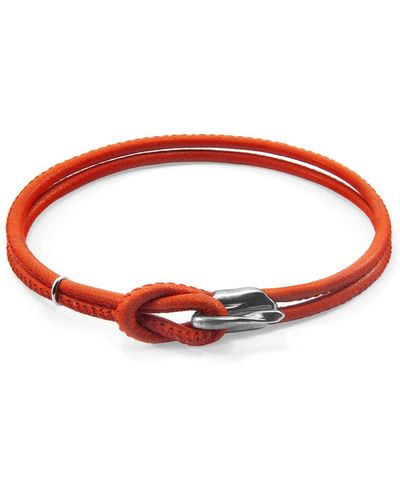Anchor and Crew Orla Silver And Nappa Leather Bracelet - Red