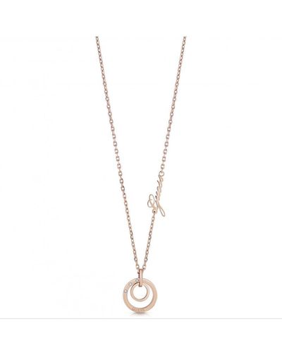 Guess 'eternal Circles' Plated Stainless Steel Necklace - Ubn29036 - White