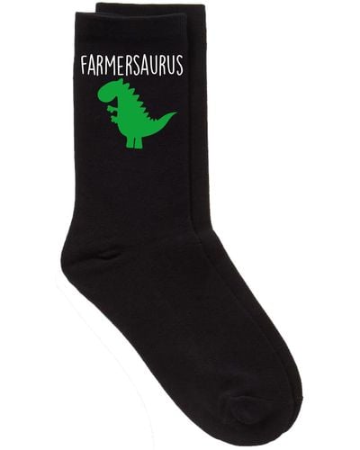 60 SECOND MAKEOVER Mens Farmer Dinosaur Farmersaurus Black Socks