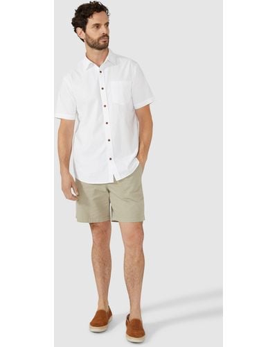 Mantaray Cotton Slub Short Sleeve Shirt - White