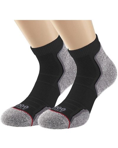 1000 Mile Recycled Running Ankle Socks Pack Of 2 - Black