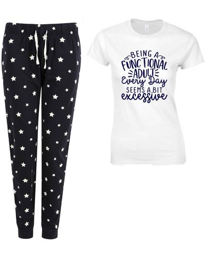 60 SECOND MAKEOVER Being A Functional Adult Everyday Seems A Little Excessive Navy Star Pyjama Set - Black