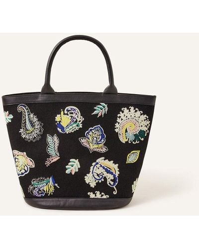 Accessorize Embroidered Paisley Bag - Black