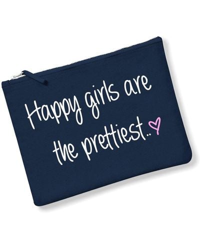 60 SECOND MAKEOVER Happiest Girls Are The Prettiest Make Up Bag Navy Blue Grey Or Pink