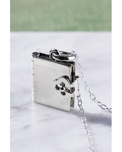 Otis Jaxon London Sterling Silver Book Locket Necklace - Grey