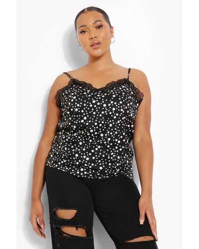 Boohoo Plus Spot Print Cami Top - Black