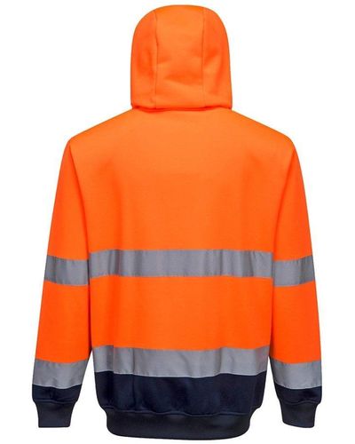Portwest Contrast Safety Full Zip Hoodie - Orange
