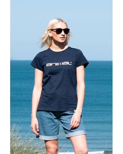 Animal Marina Logo T-shirt Relaxed Fit Organic Cotton Summer Tee - Blue