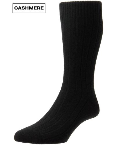 Pantherella Cashmere Waddington Rib Sock - Black