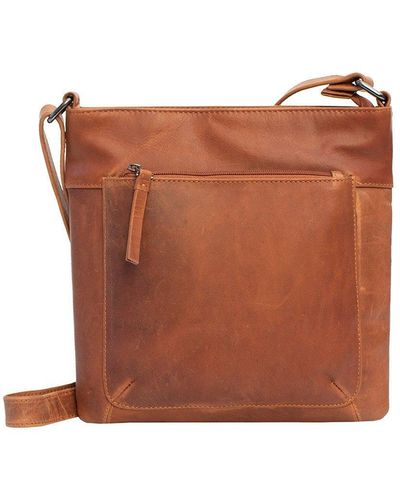 Primehide 'texan' Leather Crossbody Handbag - Brown