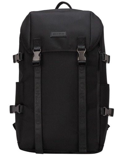 Consigned Torrett Twin Pocketed Flapover Backpack - Black