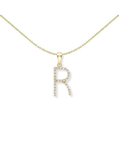 Jewelco London 18ct Gold Diamond Initial Charm Pendant Letter R - Innr0213-r - Metallic