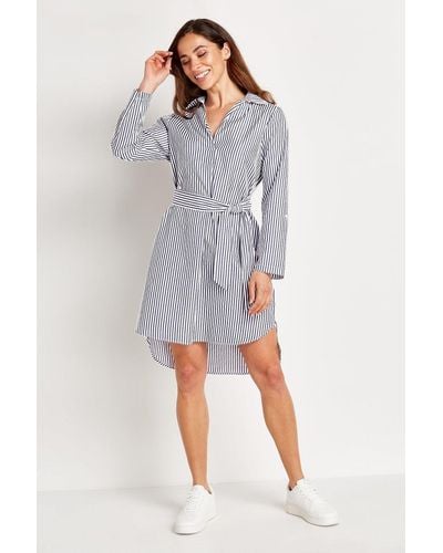 Wallis Navy Poplin Stripe Shirt Dress - Grey