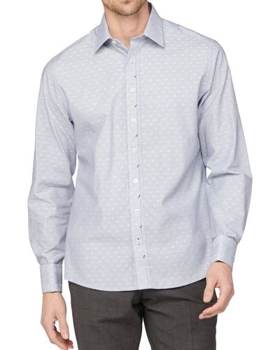 Jeff Banks Dobby Stripe Cotton Shirt - Grey