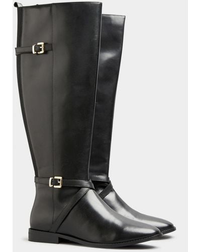 Long Tall Sally Leather Riding Boots - Black