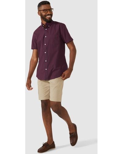 MAINE Short Sleeve Small Check Shirt - Purple
