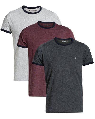 French Connection 3 Pack Ringer T-Shirts - Grey