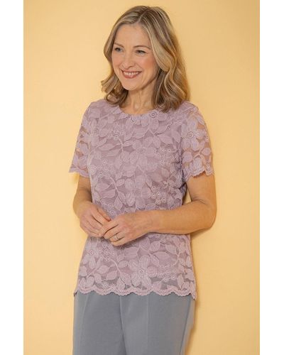 Anna Rose Shimmer Lace Top - Purple