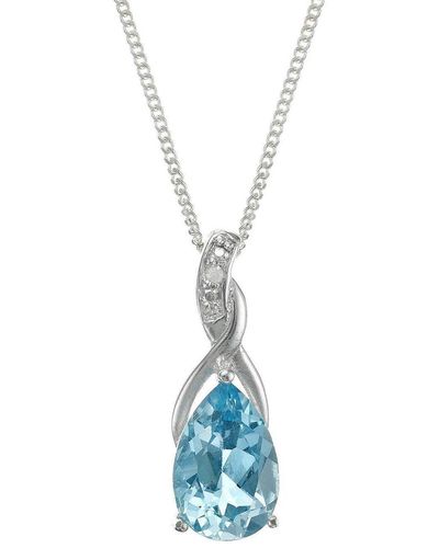 The Fine Collective Blue Topaz And Diamond Pendant Necklace