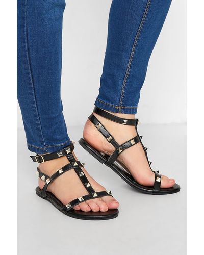 Yours Extra Wide Fit Studded Strap Sandals - Blue