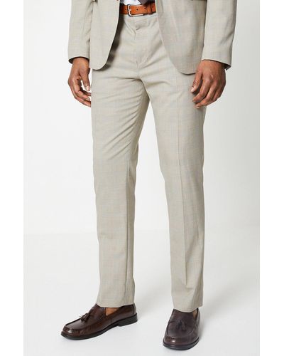 Burton Neutral Pow Check Suit Trouser - White