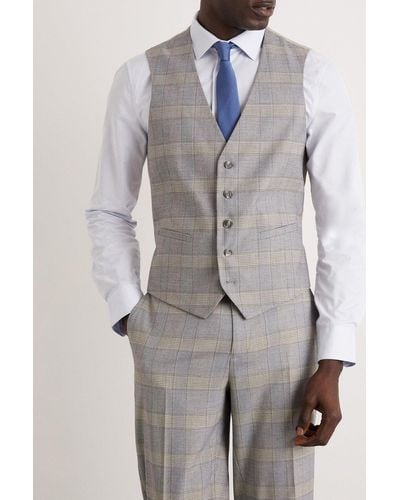 Burton Slim Fit Grey Highlight Check Waistcoat