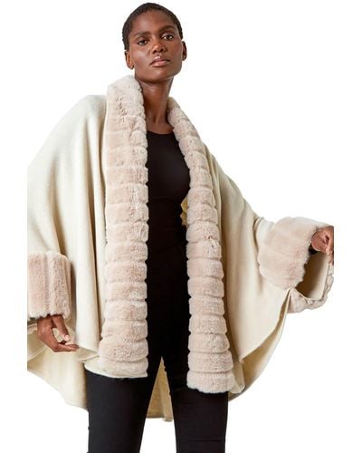 Roman One Size Zig Zag Faux Fur Cape in Black Lyst UK
