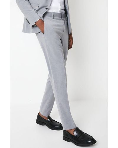 Burton Skinny Fit Light Grey Essential Suit Trousers - Natural